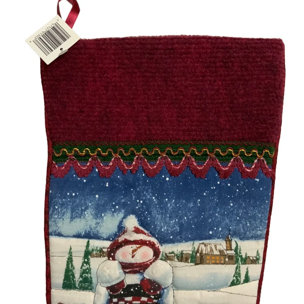 Christmas Stockings Oversized Snowmen Snow Scene Plush 3 Pieces 22 Inches - Picture 5 of 16